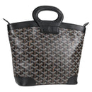 GOYARD Herringbone Hand Bag PVC Leather Black Silver Auth 123524M-1