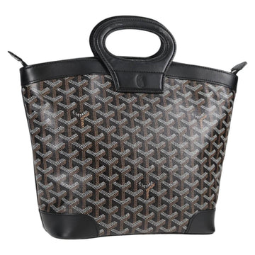 GOYARD Herringbone Hand Bag PVC Leather Black Silver Auth 123524M