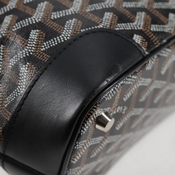 GOYARD Herringbone Hand Bag PVC Leather Black Silver Auth 123524M
