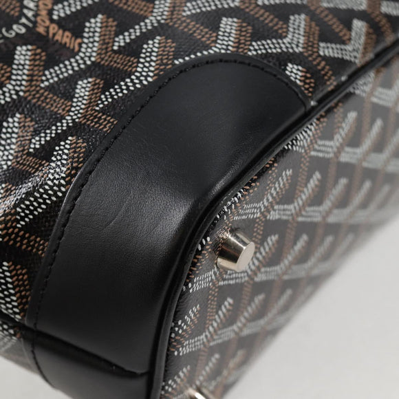 GOYARD Herringbone Hand Bag PVC Leather Black Silver Auth 123524SAM