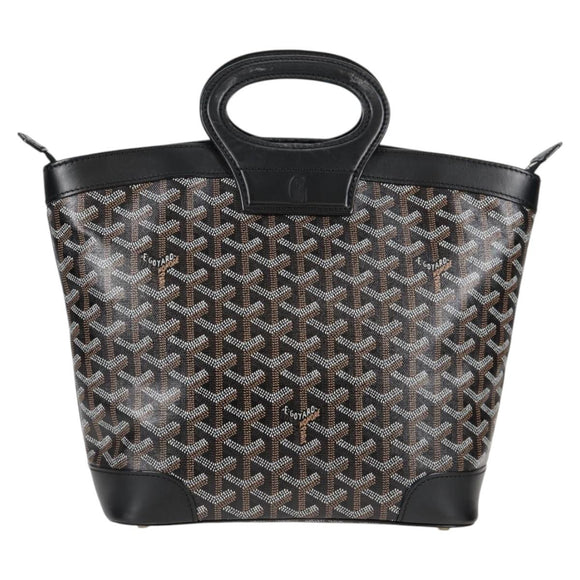 GOYARD Herringbone Hand Bag PVC Leather Black Silver Auth 123524M