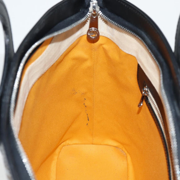 GOYARD Herringbone Hand Bag PVC Leather Black Silver Auth 123524M