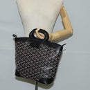 GOYARD Herringbone Hand Bag PVC Leather Black Silver Auth 123524SAM-24