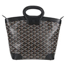 GOYARD Herringbone Hand Bag PVC Leather Black Silver Auth 123524SAM-13