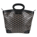 GOYARD Herringbone Hand Bag PVC Leather Black Silver Auth 123524M-3