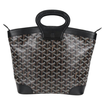 GOYARD Herringbone Hand Bag PVC Leather Black Silver Auth 123524SAM - 0
