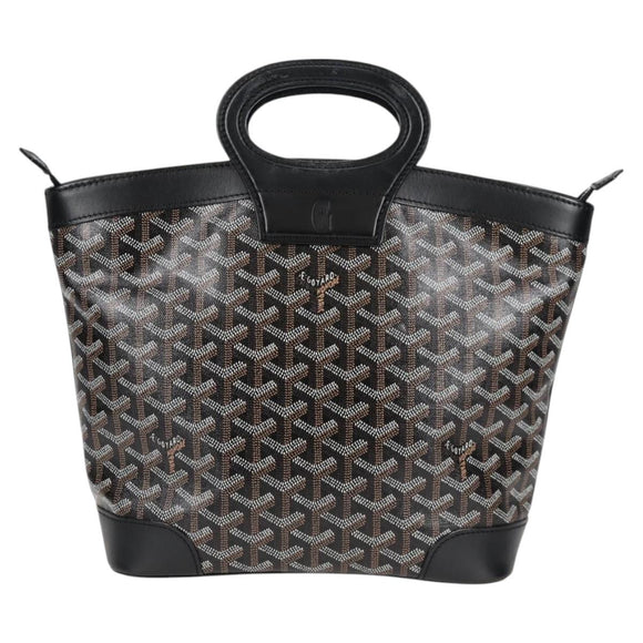 GOYARD Herringbone Hand Bag PVC Leather Black Silver Auth 123524SAM