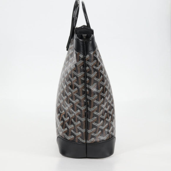 GOYARD Herringbone Hand Bag PVC Leather Black Silver Auth 123524SAM