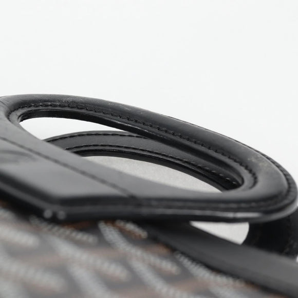 GOYARD Herringbone Hand Bag PVC Leather Black Silver Auth 123524M