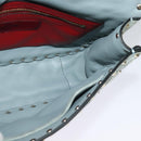 VALENTINO Studs Chain Shoulder Bag Suede Light Blue Silver Auth 123555-20
