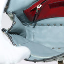 VALENTINO Studs Chain Shoulder Bag Suede Light Blue Silver Auth 123555-21