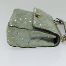 VALENTINO Studs Chain Shoulder Bag Suede Light Blue Silver Auth 123555-4