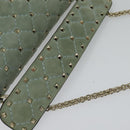 VALENTINO Studs Chain Shoulder Bag Suede Light Blue Silver Auth 123555-7