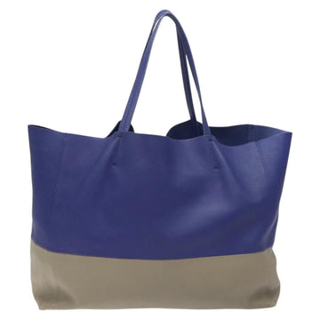 CELINE Horizontal Cabas Tote Bag Leather Blue Gold Auth 123559 - 0