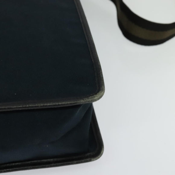 GUCCI Shoulder Bag Canvas Navy Gold 90657 Auth 123560