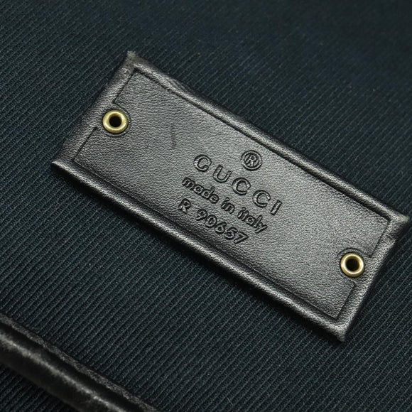 GUCCI Shoulder Bag Canvas Navy Gold 90657 Auth 123560