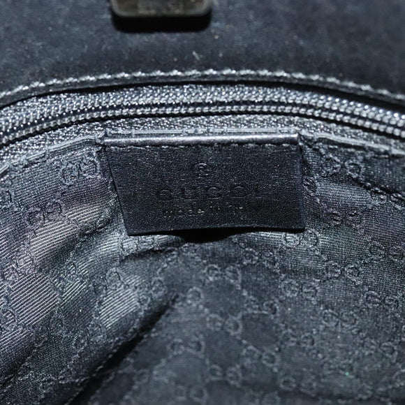 GUCCI Shoulder Bag Canvas Navy Gold 90657 Auth 123560