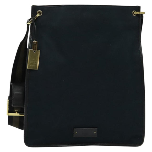 GUCCI Shoulder Bag Canvas Navy Gold 90657 Auth 123560