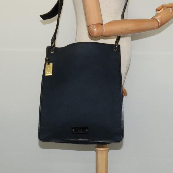 GUCCI Shoulder Bag Canvas Navy Gold 90657 Auth 123560
