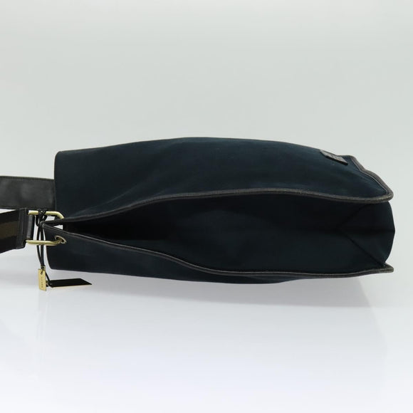 GUCCI Shoulder Bag Canvas Navy Gold 90657 Auth 123560