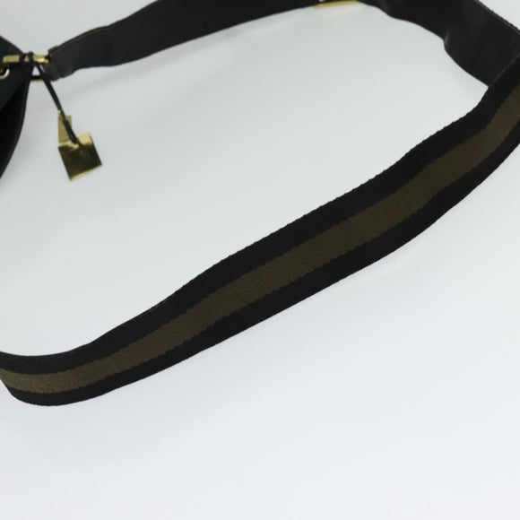 GUCCI Shoulder Bag Canvas Navy Gold 90657 Auth 123560