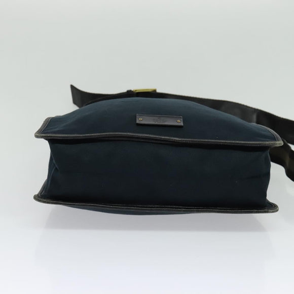 GUCCI Shoulder Bag Canvas Navy Gold 90657 Auth 123560