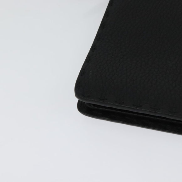 FENDI Monster Clutch Bag Leather Black Silver Auth 123564