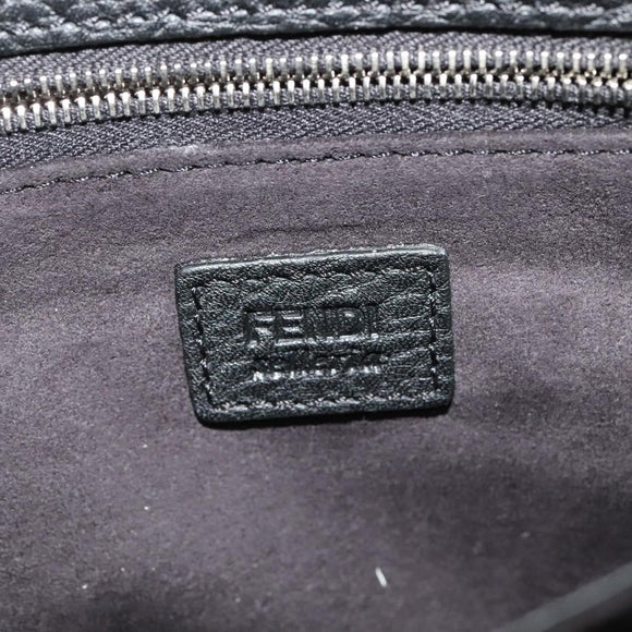FENDI Monster Clutch Bag Leather Black Silver Auth 123564