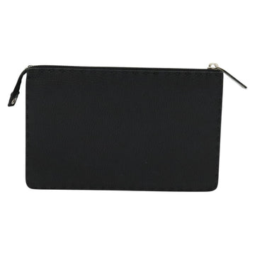 FENDI Monster Clutch Bag Leather Black Silver Auth 123564 - 0