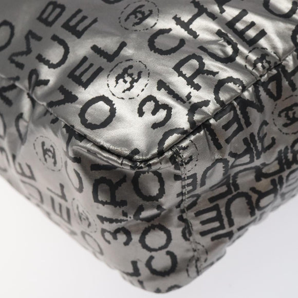 CHANEL Unlimited Shoulder Bag Nylon Silver CC Auth 123569