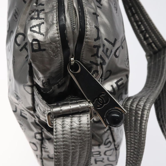 CHANEL Unlimited Shoulder Bag Nylon Silver CC Auth 123569
