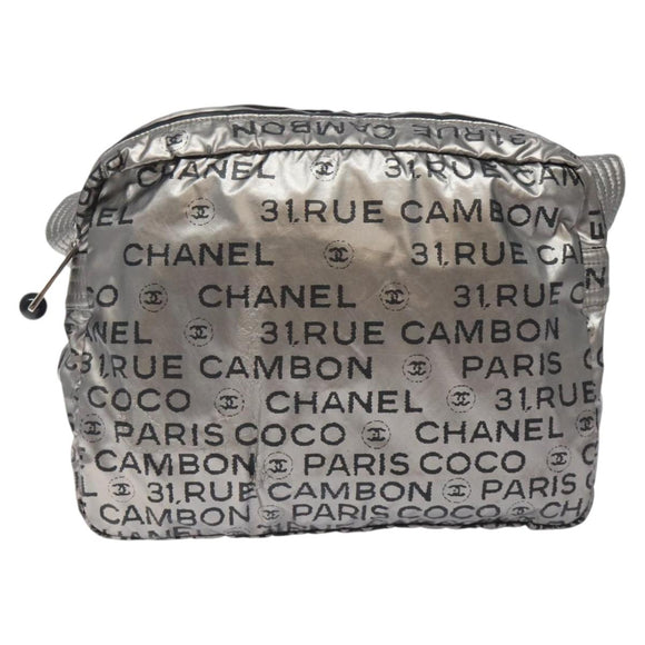 CHANEL Unlimited Shoulder Bag Nylon Silver CC Auth 123569