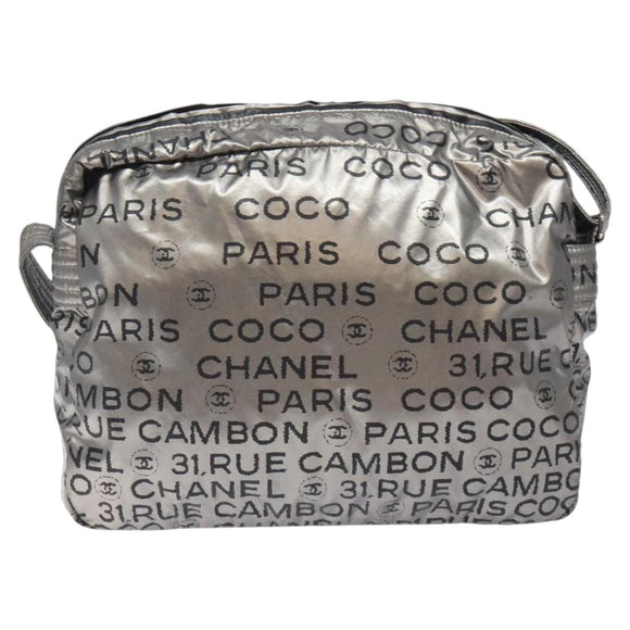 CHANEL Unlimited Shoulder Bag Nylon Silver CC Auth 123569