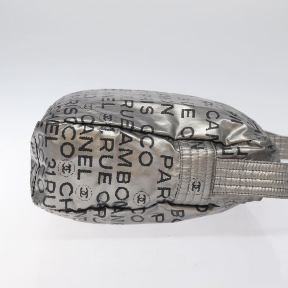 CHANEL Unlimited Shoulder Bag Nylon Silver CC Auth 123569