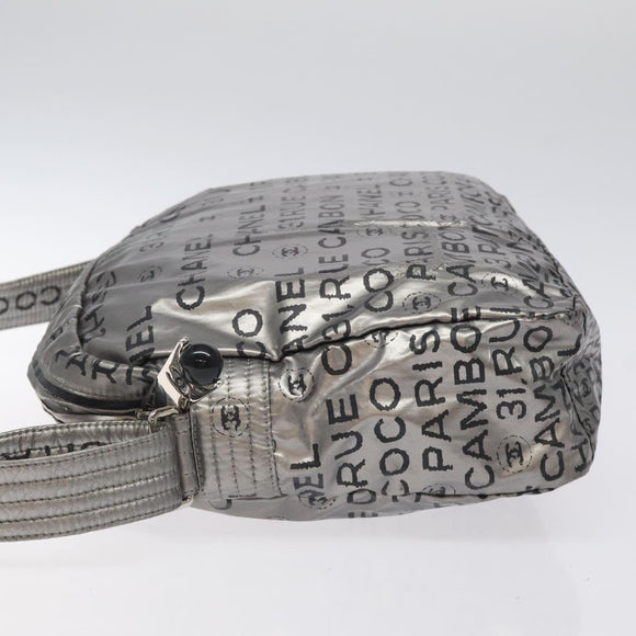 CHANEL Unlimited Shoulder Bag Nylon Silver CC Auth 123569