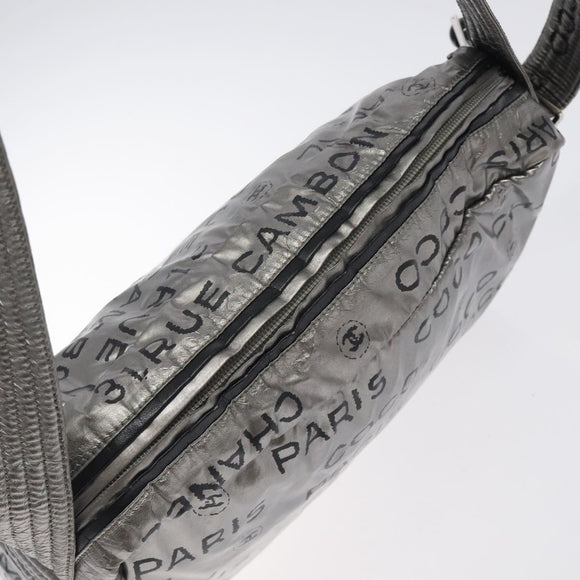 CHANEL Unlimited Shoulder Bag Nylon Silver CC Auth 123569