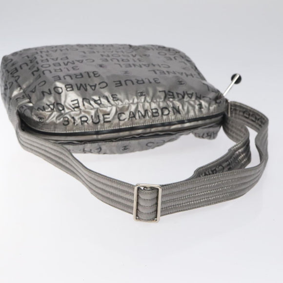 CHANEL Unlimited Shoulder Bag Nylon Silver CC Auth 123569