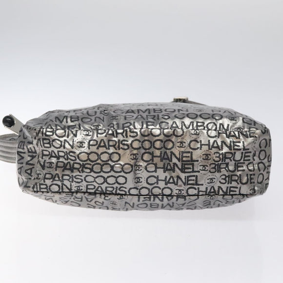 CHANEL Unlimited Shoulder Bag Nylon Silver CC Auth 123569