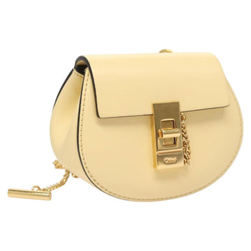 Chloe Drew Chain Mini Backpack Leather Cream Gold Auth 123570
