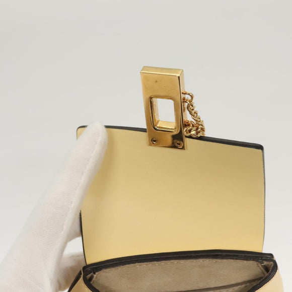 Chloe Drew Chain Mini Backpack Leather Cream Gold Auth 123570