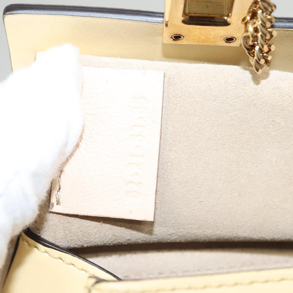Chloe Drew Chain Mini Backpack Leather Cream Gold Auth 123570