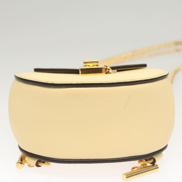 Chloe Drew Chain Mini Backpack Leather Cream Gold Auth 123570