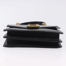 CELINE Handtasche Leder Schwarz Gold Auth 123571-8