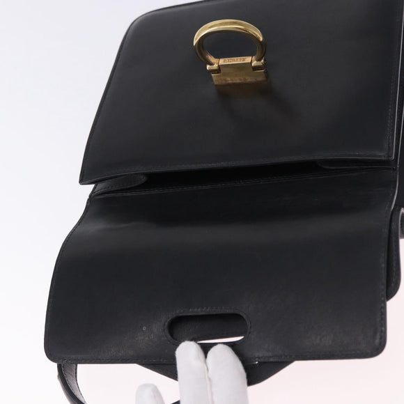 CELINE Handtasche Leder Schwarz Gold Auth 123571