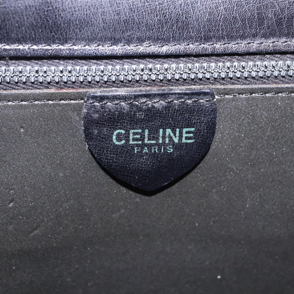 CELINE Handtasche Leder Schwarz Gold Auth 123571