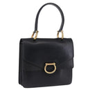 CELINE Handtasche Leder Schwarz Gold Auth 123571-1