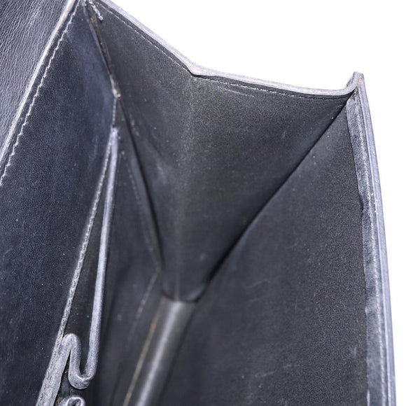 CELINE Handtasche Leder Schwarz Gold Auth 123571