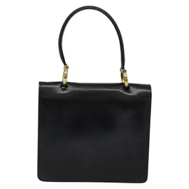 CELINE Hand Bag Leather Black Gold Auth 123571 - 0
