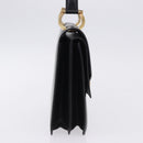 CELINE Handtasche Leder Schwarz Gold Auth 123571-4