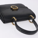 CELINE Handtasche Leder Schwarz Gold Auth 123571-6